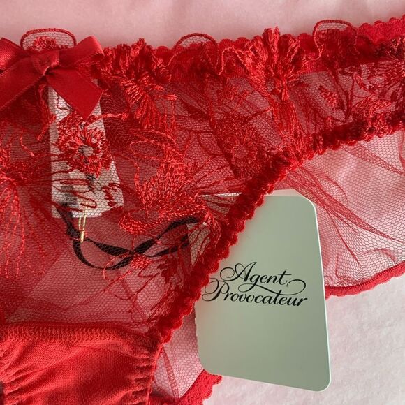 ♥️NWT Agent Provocateur Jayce Sheer Red Briefs - Picture 3 of 5